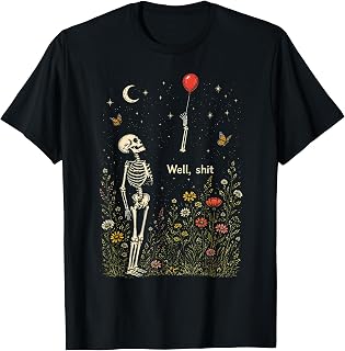 Well Shit Skeleton Lost Balloon Halloween Meme Costume Unisex T-shirt, Sweatshirt, Hoodie (1)