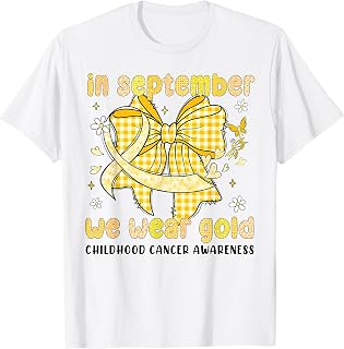 September Gold Bow Childhood Cancer Awareness Unisex T-shirt, Sweatshirt, Hoodie (1)