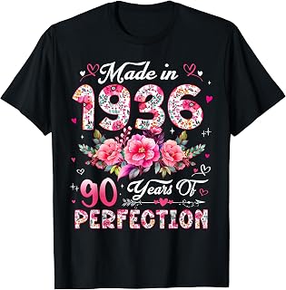 90 Year Old Made 1936 Floral 90th Birthday Unisex T-shirt, Sweatshirt, Hoodie (1)