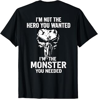 Back I'M Hero Wanted I'M Monster Skulls Unisex T-shirt, Sweatshirt, Hoodie (1)