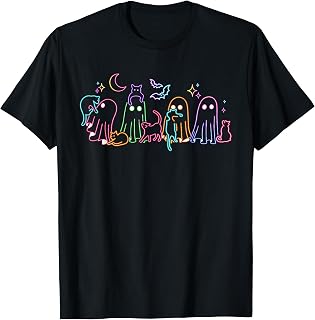 Neon Halloween Ghosts Cats Festive Neon Fall Cat Lover Unisex T-shirt, Sweatshirt, Hoodie (1)
