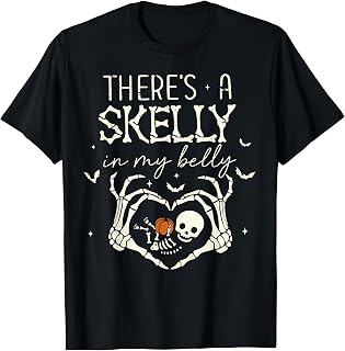 There'S Skelly Belly Halloween Pregnancy Unisex T-shirt, Sweatshirt, Hoodie (1)