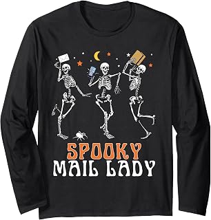 Spooky Skeleton Dancing Mail Lady Postal Worker Halloween (1)