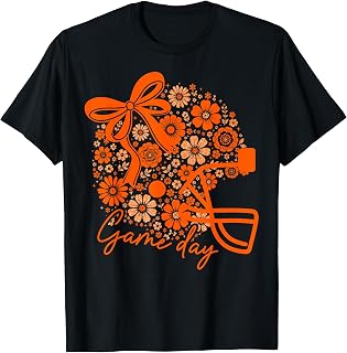 Floral Football Game Day Girly Touchdown Team Spirit Orange (1)