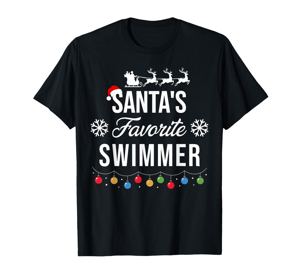 Santa'S Favorite Swimmer Swimming Christmas Pajamas Unisex T-shirt, Sweatshirt, Hoodie (1)