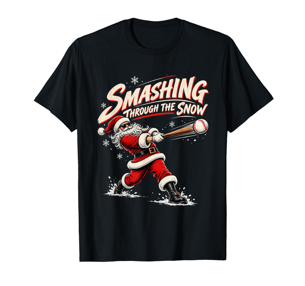 Baseball Santa Smashing Through Snow Baseball Christmas (1)