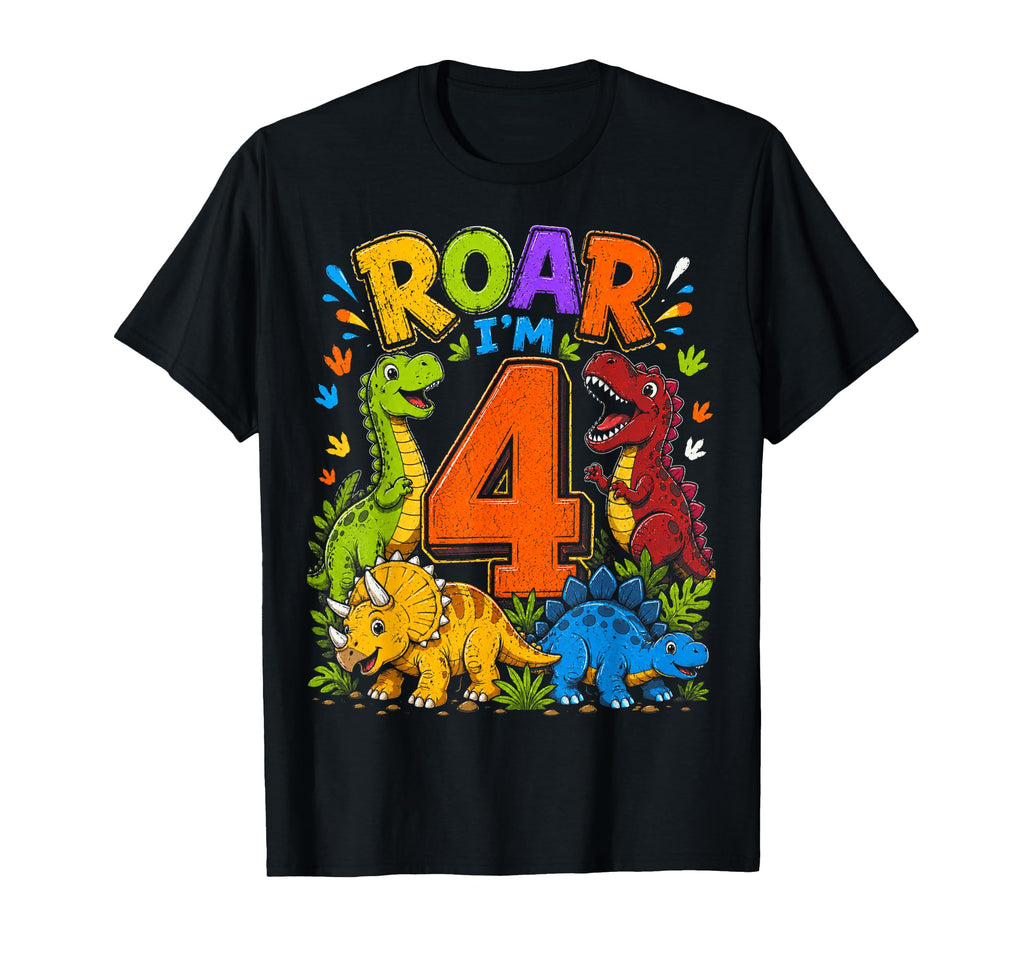 Dinosaur 4th Four Roar I'M Birthday Year Old Unisex T-shirt, Sweatshirt, Hoodie (1)
