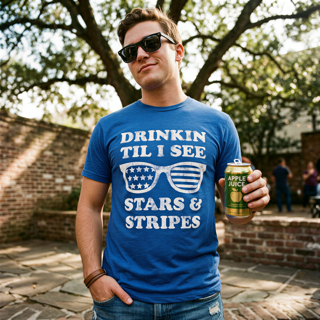 Drinkin Til I See Stars And Stripes Men's T Shirt