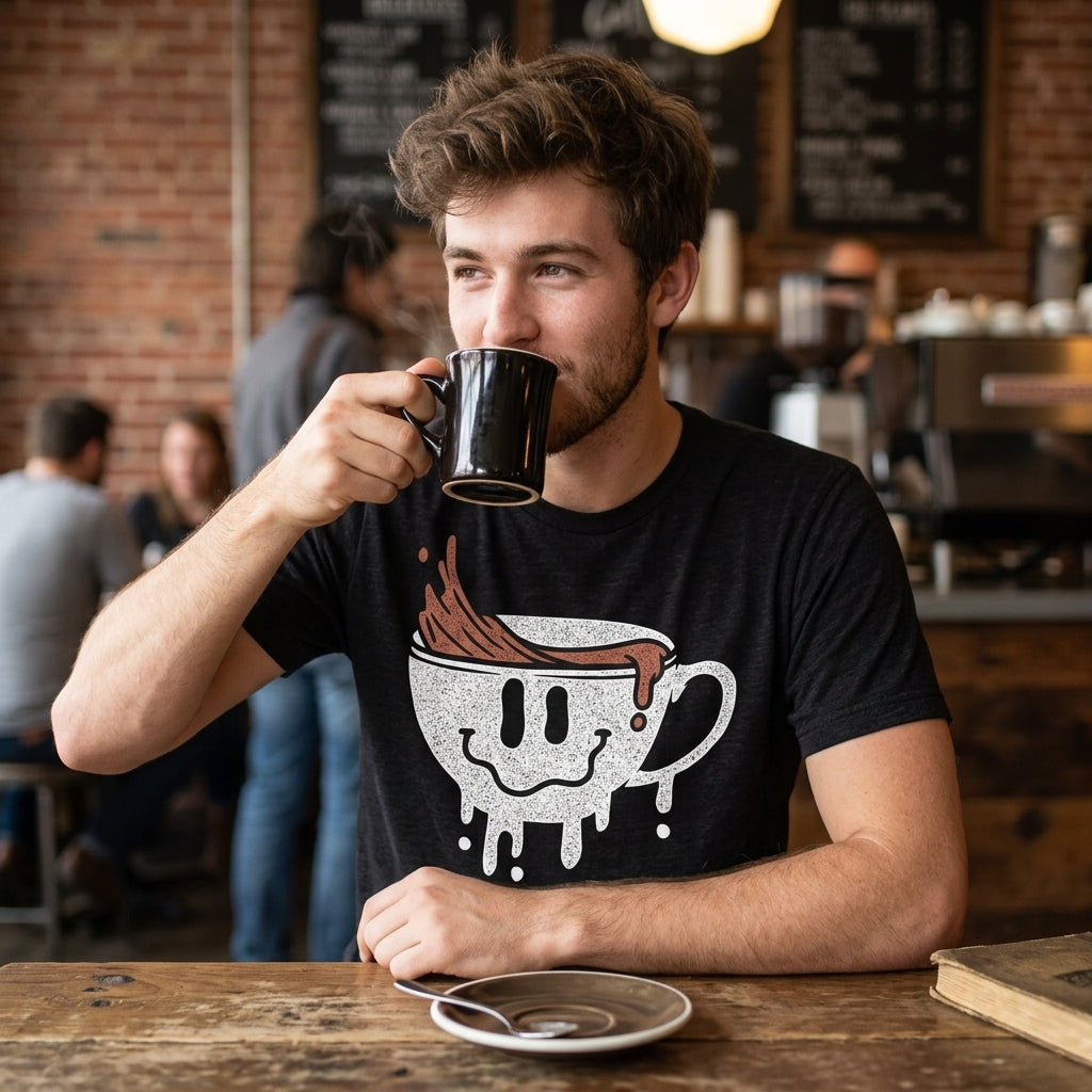 Dripping Coffee Smile Men's T Shirt