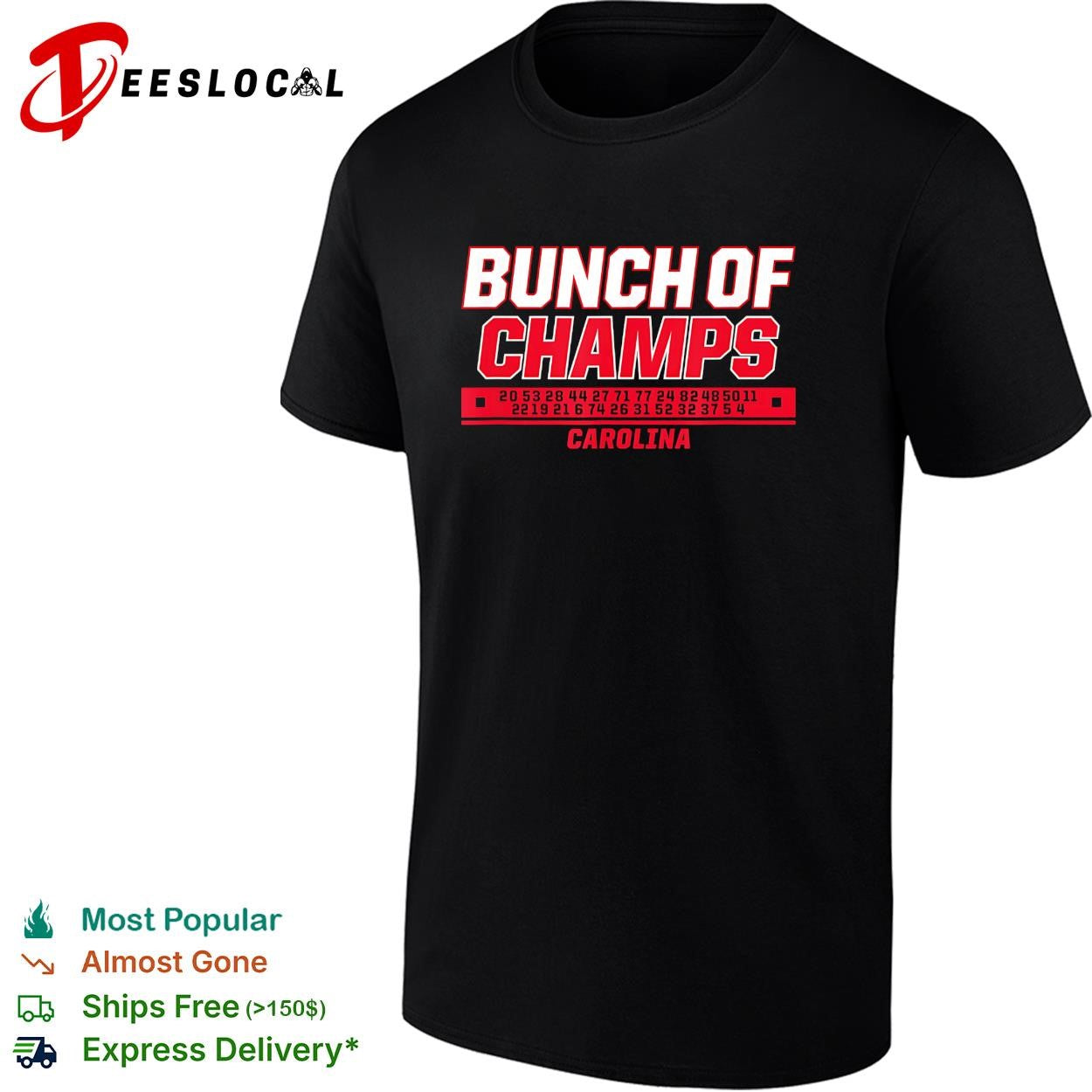 Bunch of champs roster numbers Carolina Hurricanes hockey graphic shirt