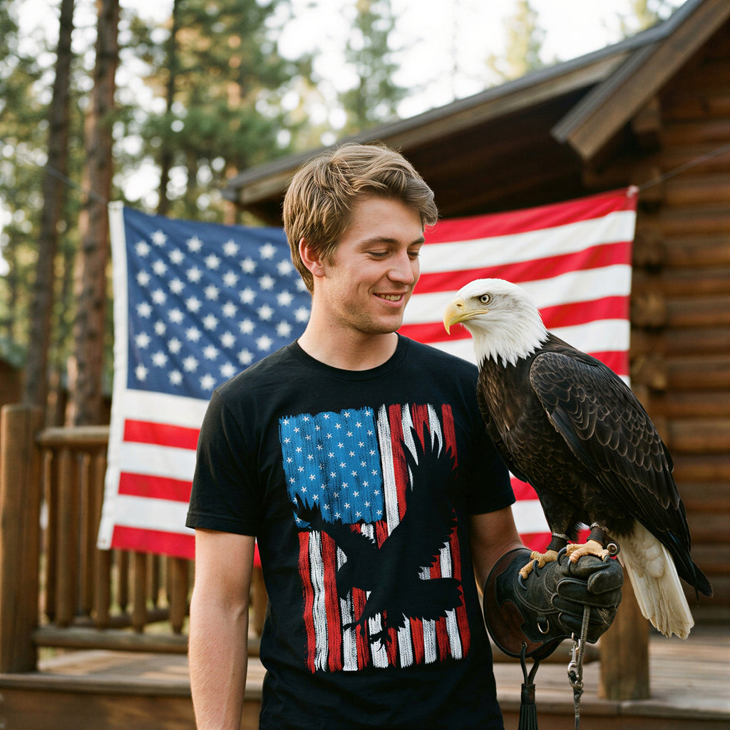 Eagle In Flag Men's T Shirt