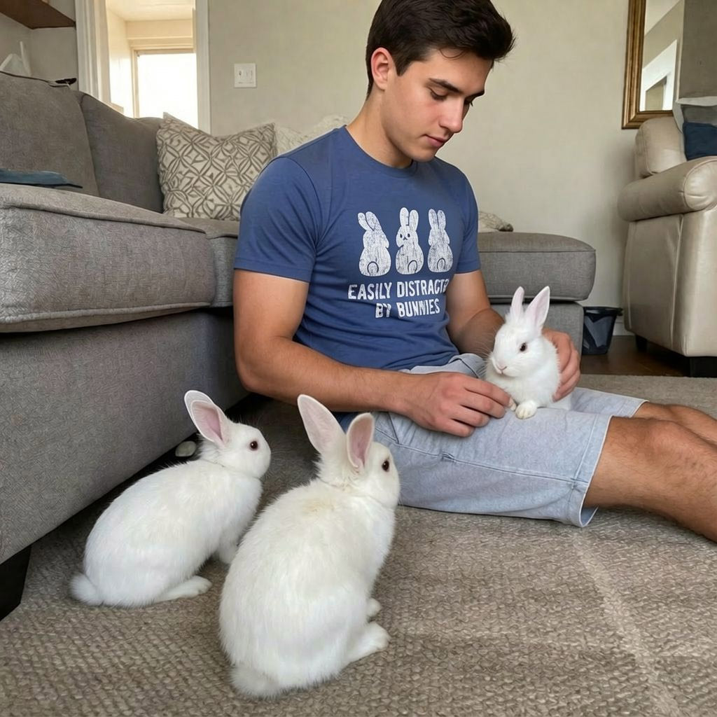 Easily Distracted By Bunnies Men's T Shirt