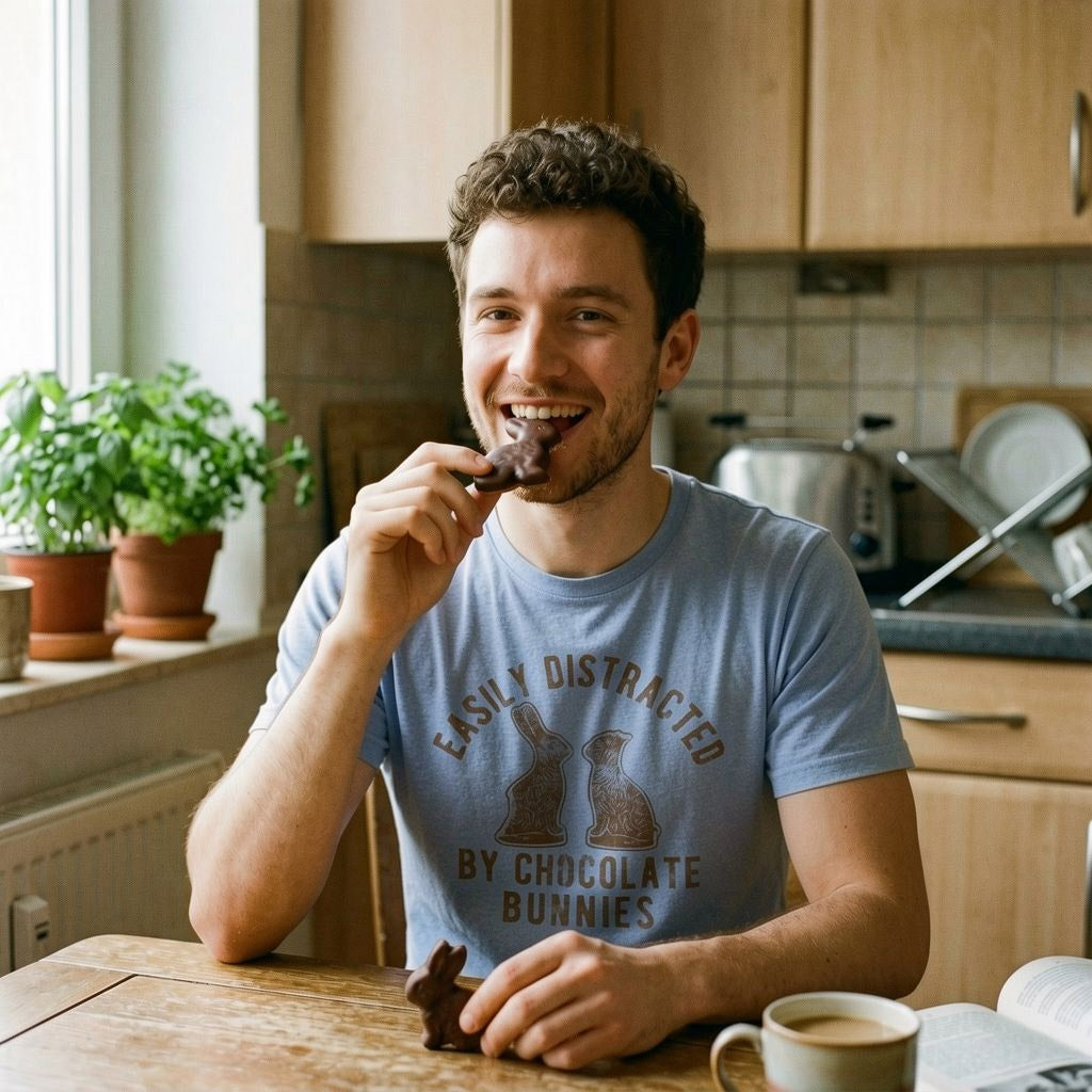 Easily Distracted By Chocolate Bunnies Men's T Shirt