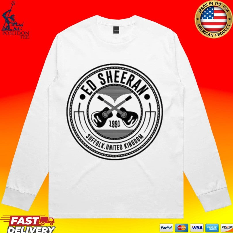 Ed Sheeran Suffolk United kingdom 1991 Crossed Guitar T-shirt