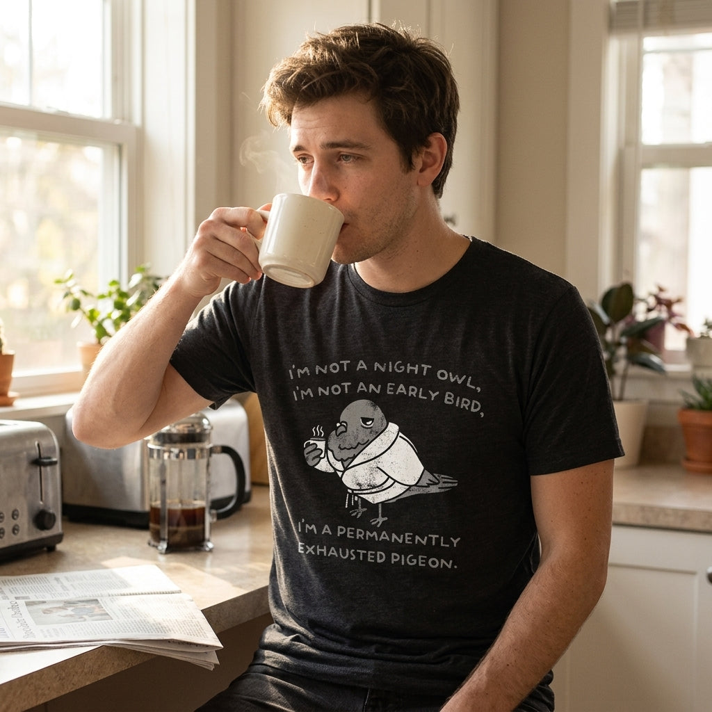 Im Not A Night Owl Im Not An Early Bird Im A Permanently Exhausted Pigeon Men's T Shirt