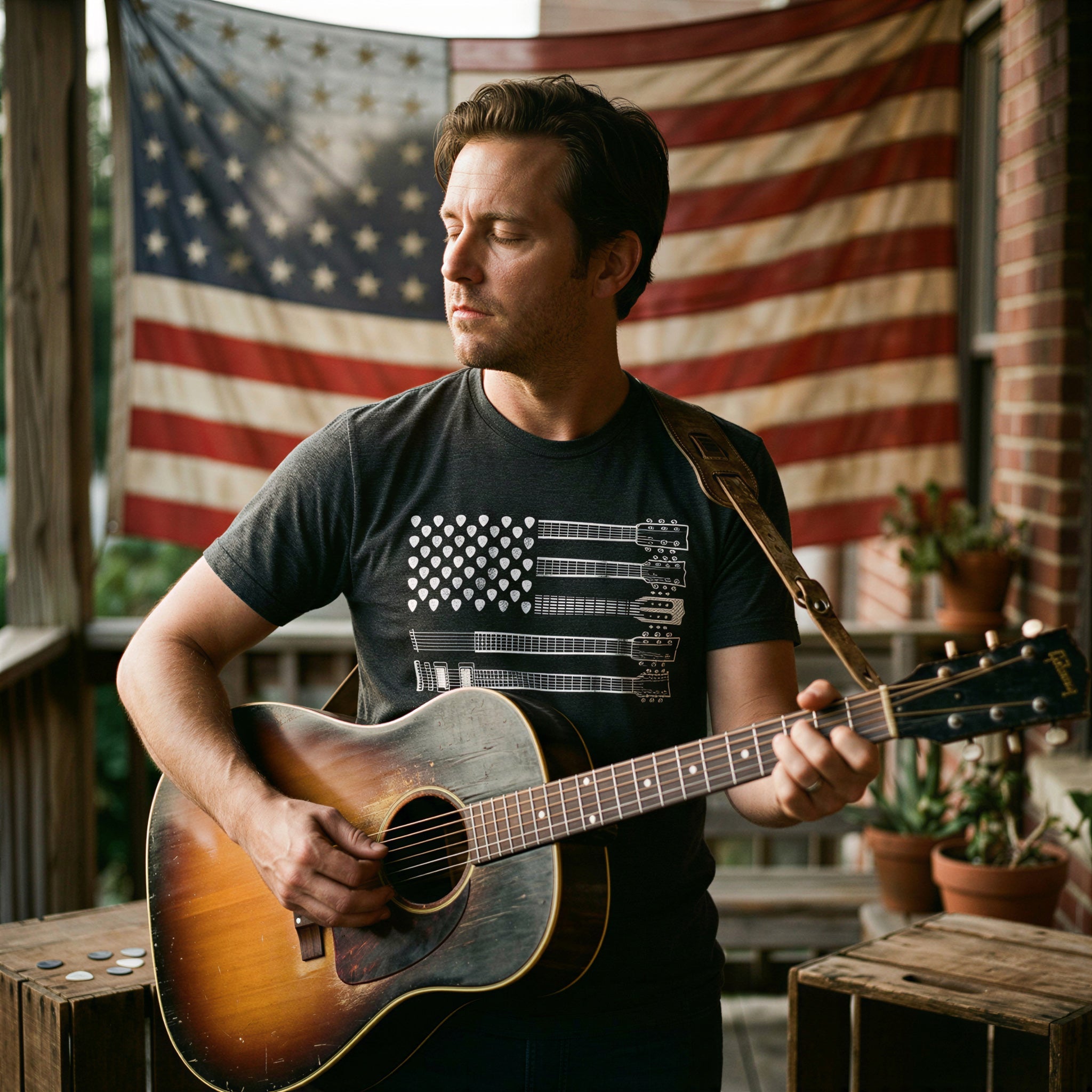 Guitar Flag Men's T Shirt