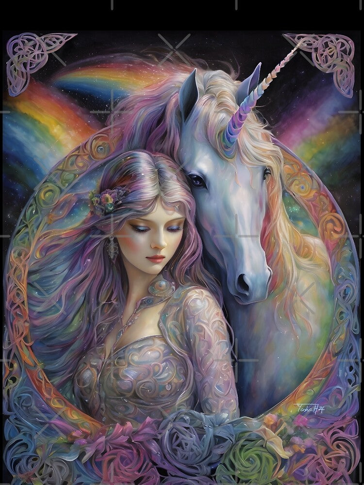 Unicorn & Maiden by Spellhorn13