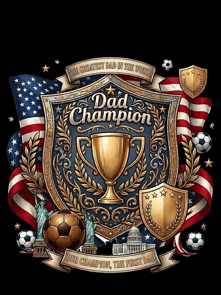 Dad Champion Soccer Shirt | Fathers Day Gift for Football Loving Dad by Basma Designs | Funny Shirts, Stickers & Mugs