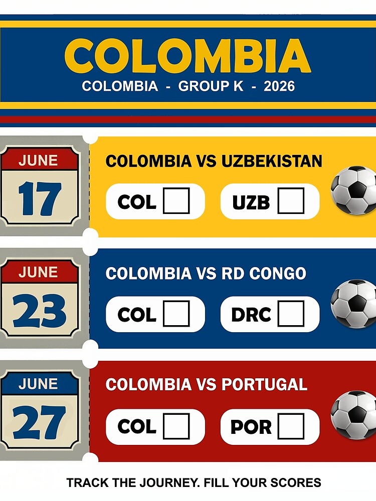 Colombia Soccer Fan Shirt 2026 World Cup Tourney Tracker Matchday Tee by TourneyTracker