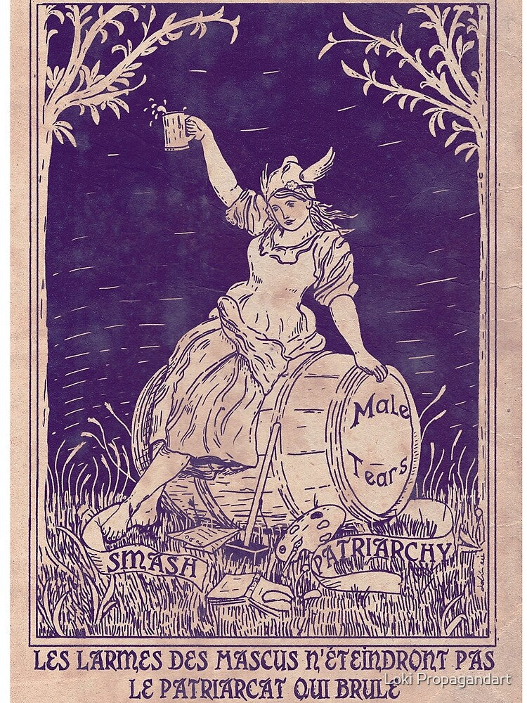 Patriarchy & Male Tears - Feminist Poster - Purple by Loki Propagandart