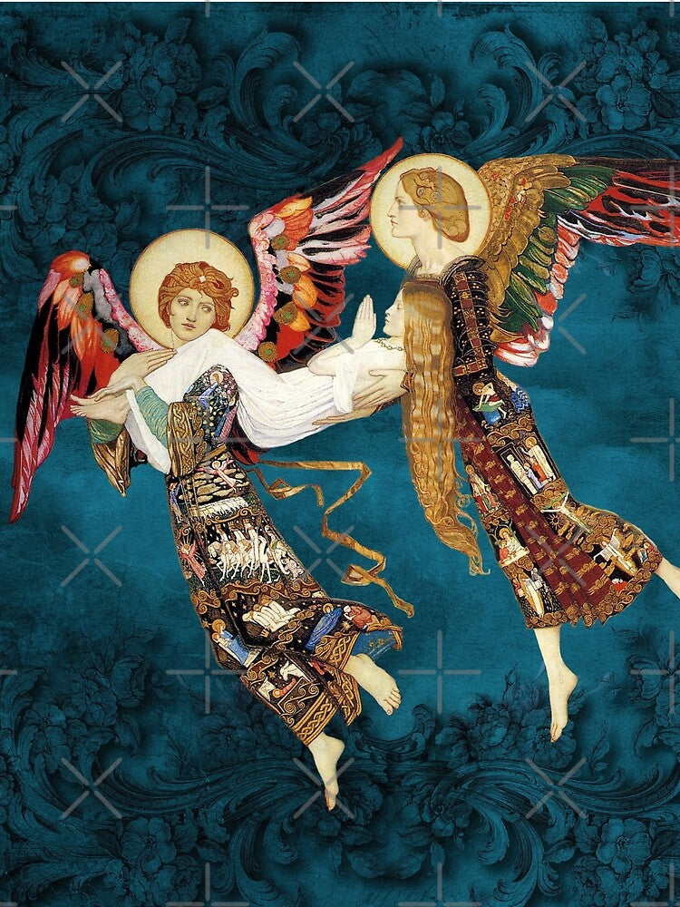 St. Bridie - Carried by Angels. Celtic Angelic art. by Demeters Spring