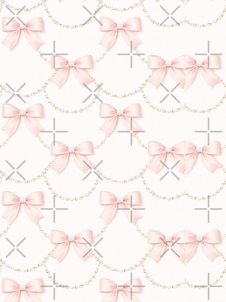 Coquette Bow Pearl Chain Seamless Pattern – Soft Pink Luxury Aesthetic Design by Creativeworld777