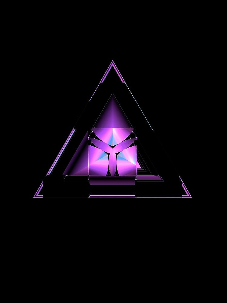 Pink Triangle Fractal on Black by Gingezel