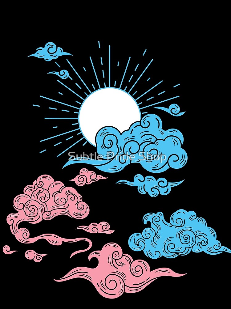 Trans Sun and Clouds. Transgender Pride by Subtle Pride Shop
