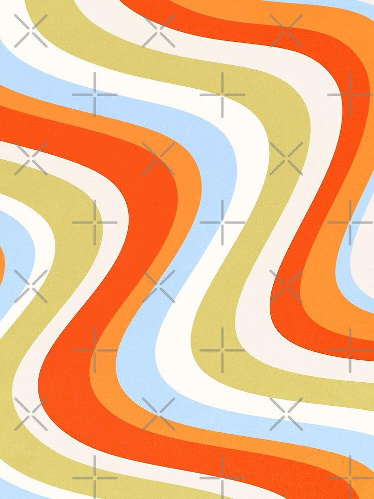 Retro Wavy Stripes in Orange Blue and Olive by trajeado14