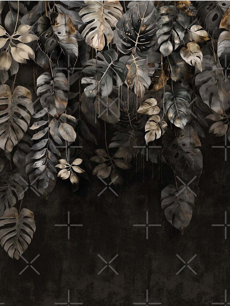 tropical leaf pattern wallpaper with a black background by hAITHAM1985