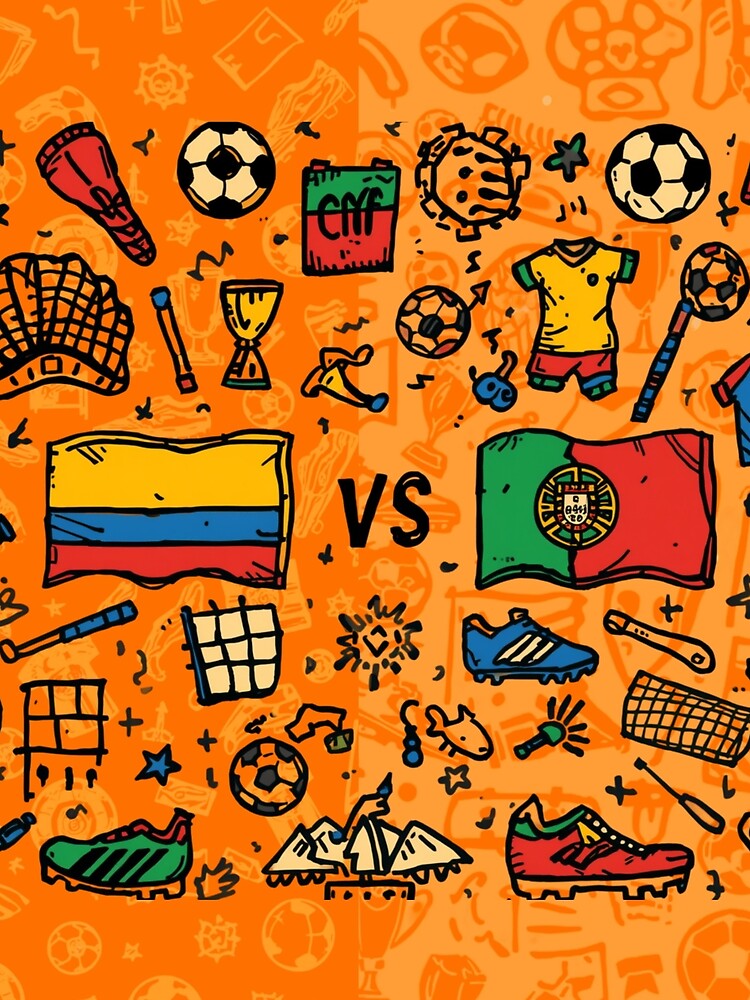 Colombia vs Portugal World Cup 2026 Doodle - Father's Day Gift Football. by GeoandHome