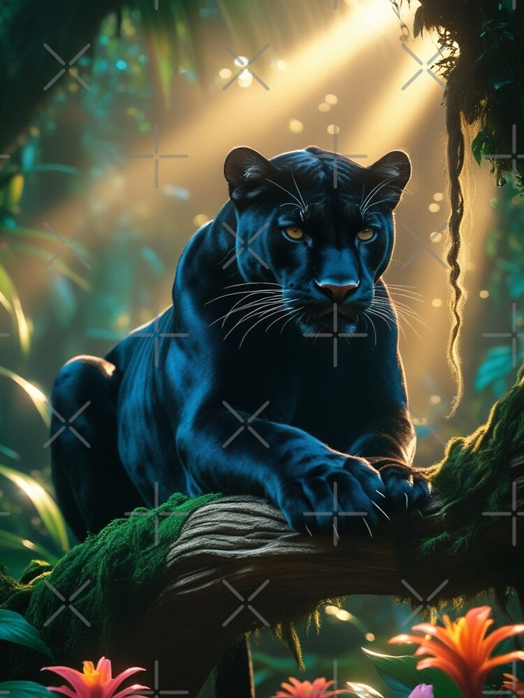 Black Panther Resting in Jungle by Enchanting Art Vista