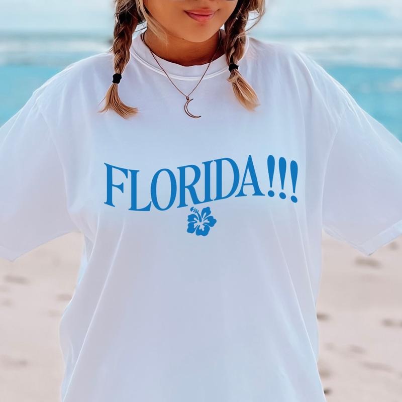florida oversized summer shirt, florida!!! graphic shirt, beach oversized t-shirt Comfort Cotton Hoodie, Sweatshirt