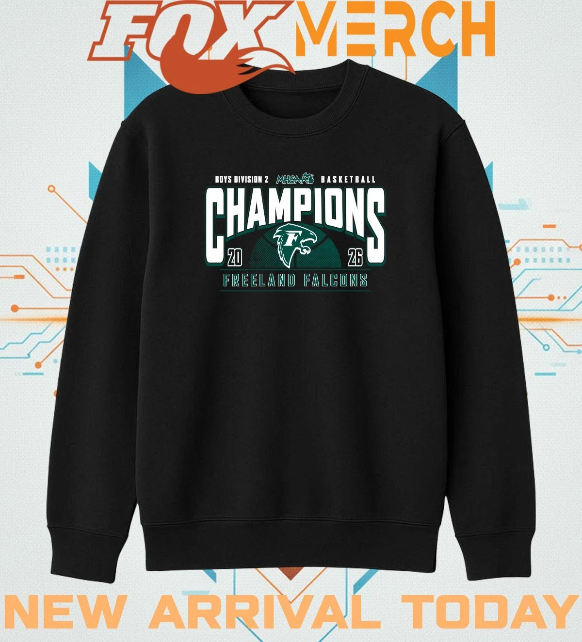 Freeland Falcons 2026 MHSAA Boys Basketball D2 Champions t-shirt