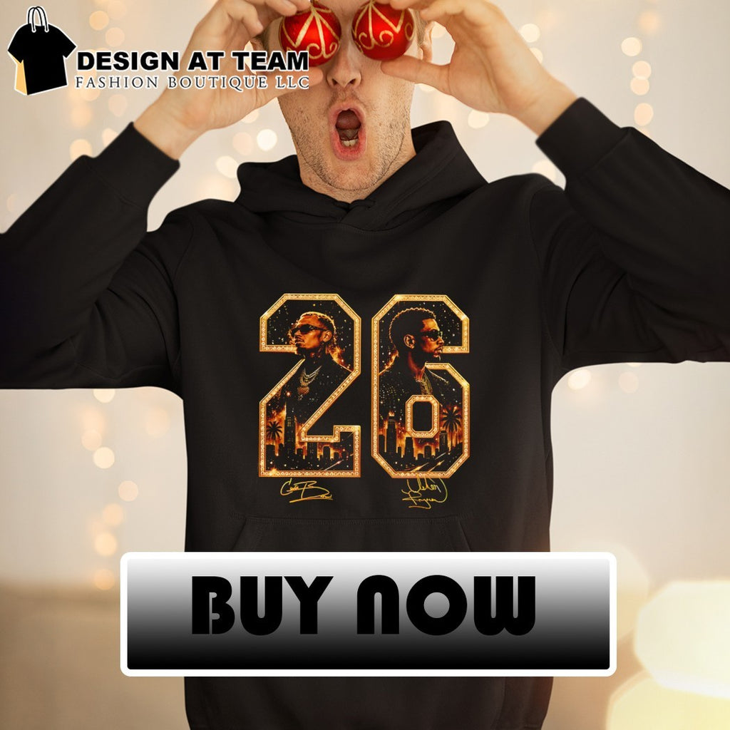 Chris Brown and Usher Raymond and Brown Tour signature 26 shirt