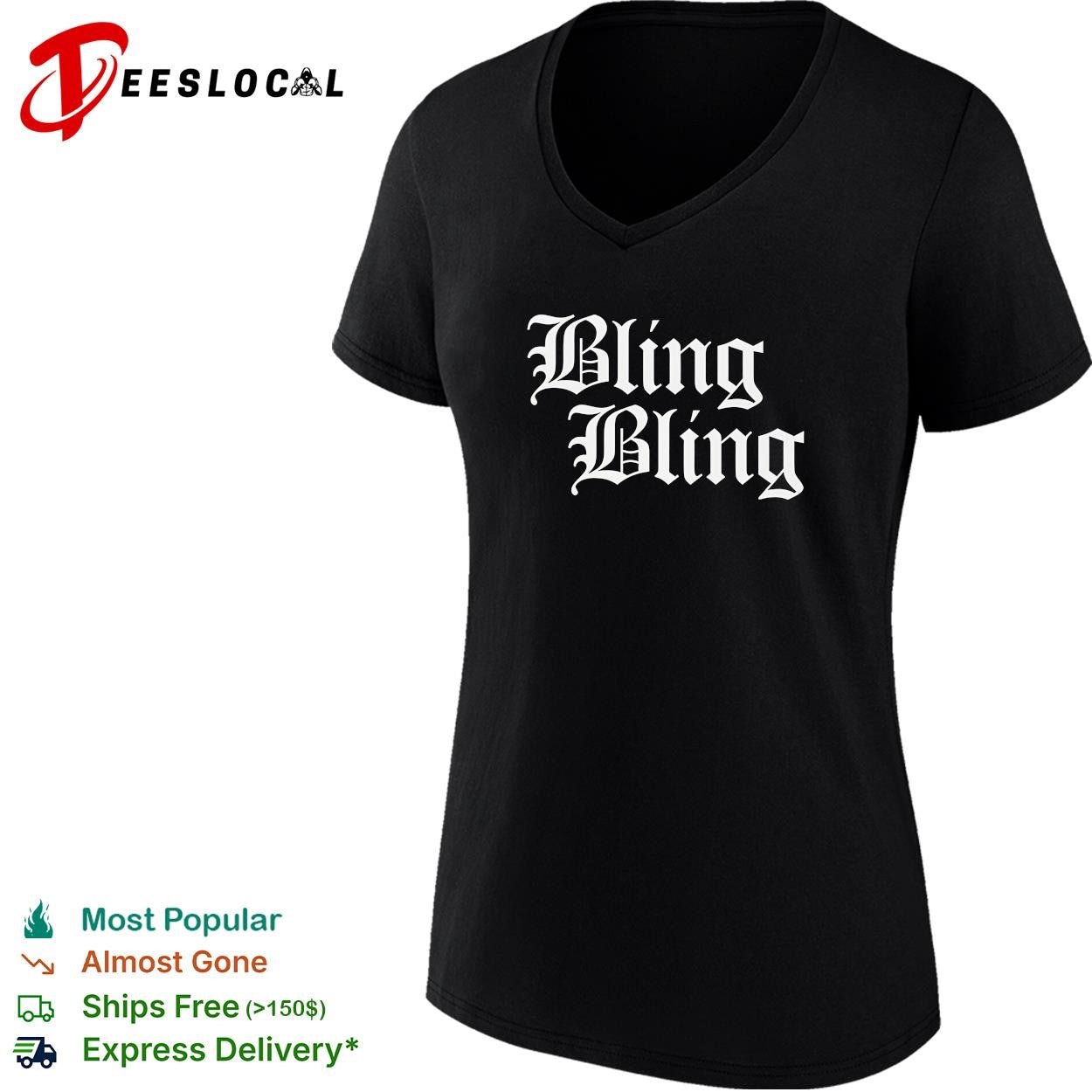 Bling Bling gothic lettering graphic shirt