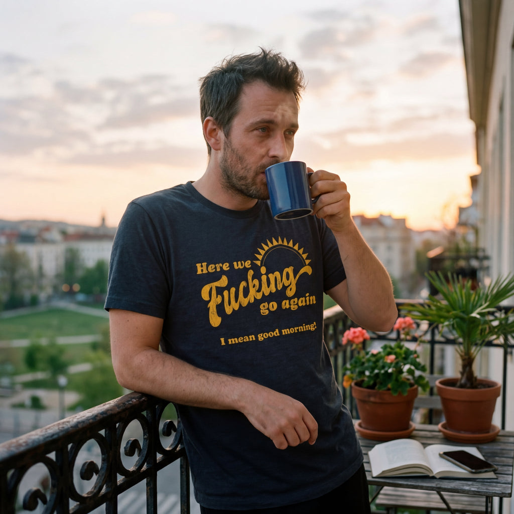 Here We Fucking Go Again I Mean Good Morning Men's T Shirt