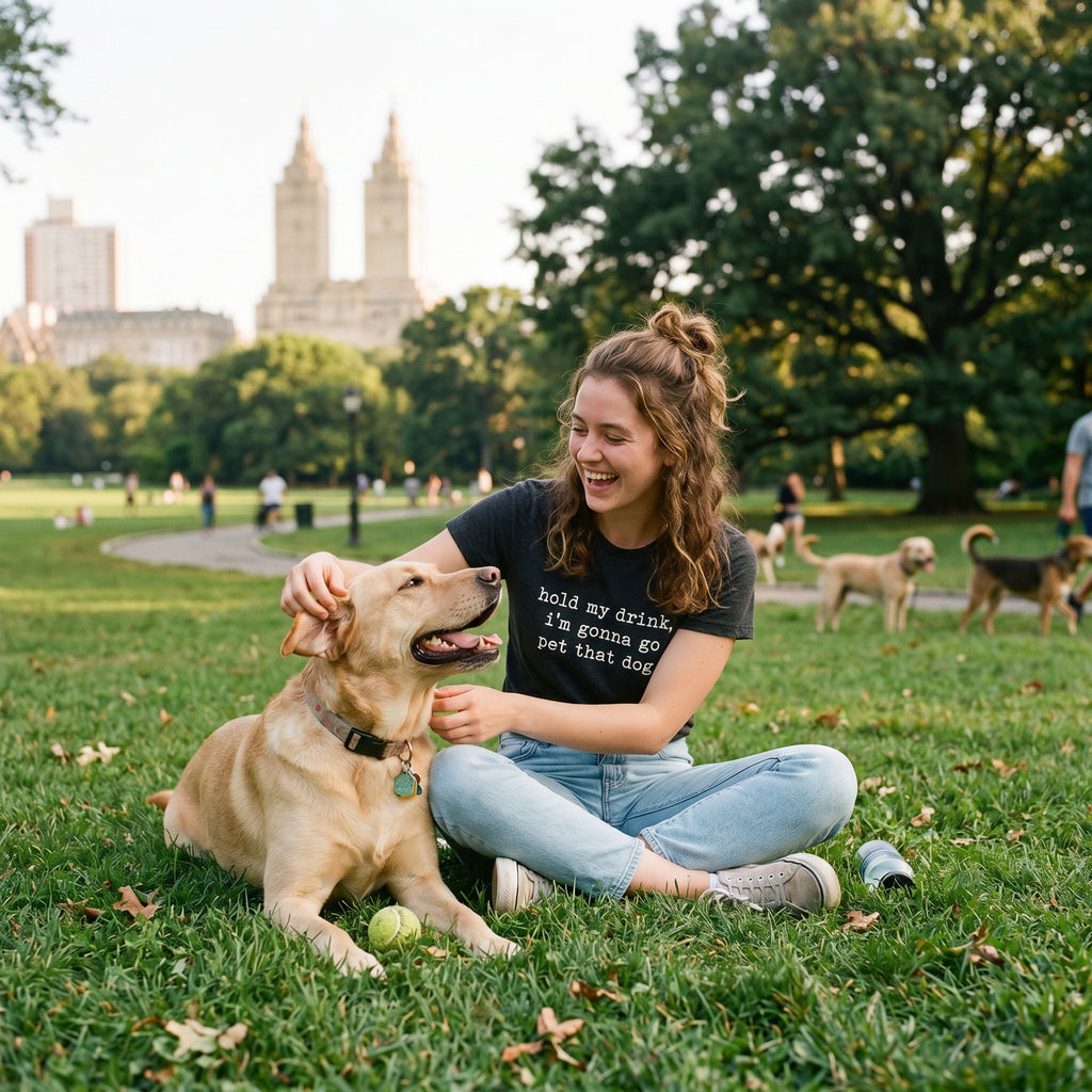 Hold My Drink I'm Gonna Go Pet That Dog Women's T Shirt