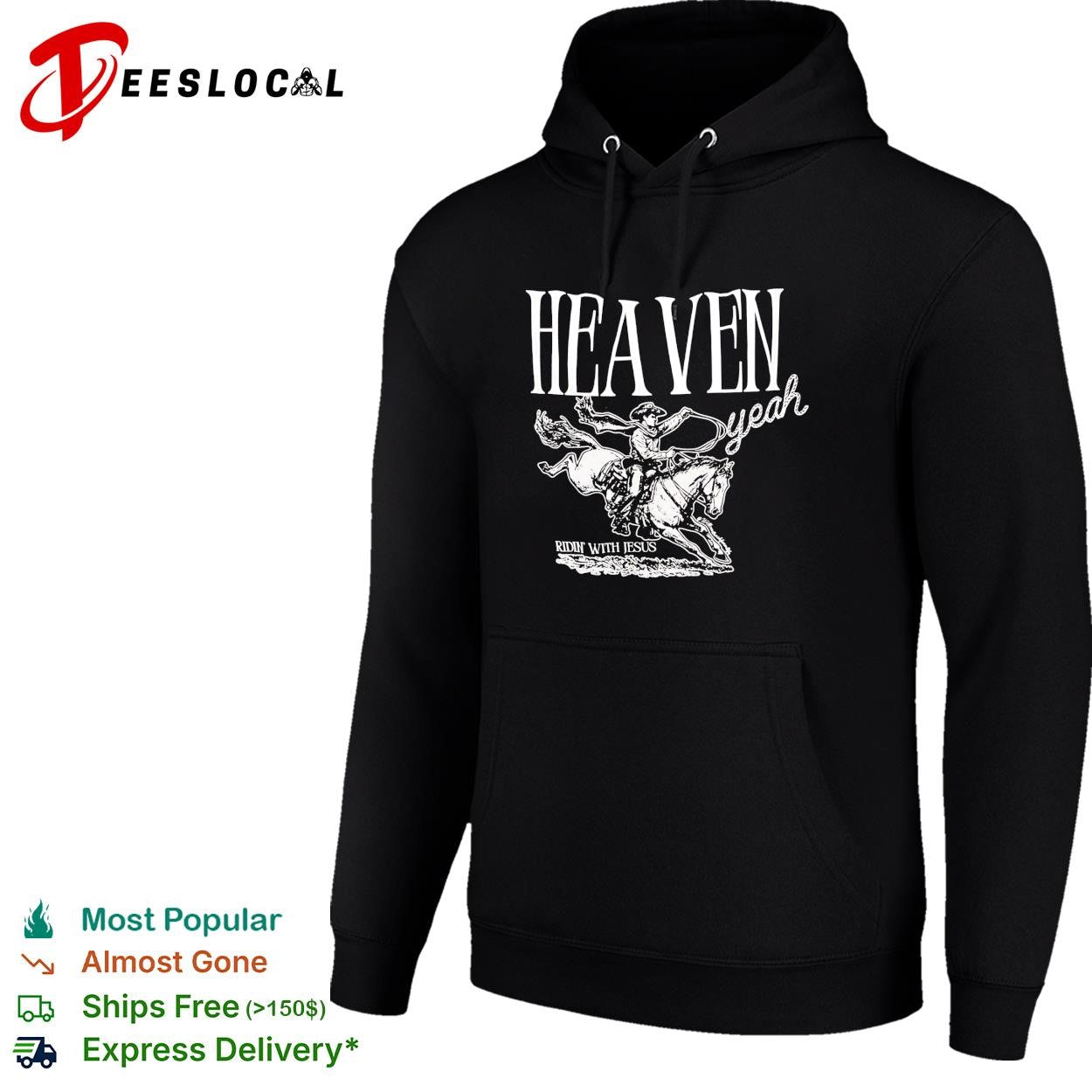 Heaven yeah ridin with Jesus cowboy western rodeo faith religious graphic shirt