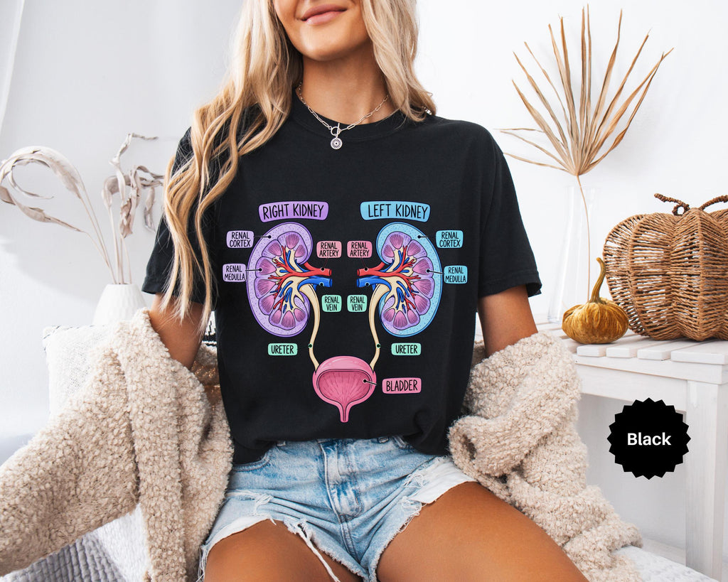 Comfort Colors Kidney Anatomy Urinary System Tee Anatomy Kidneys Medical Student Nephrology Nurse Renal Tee (5)