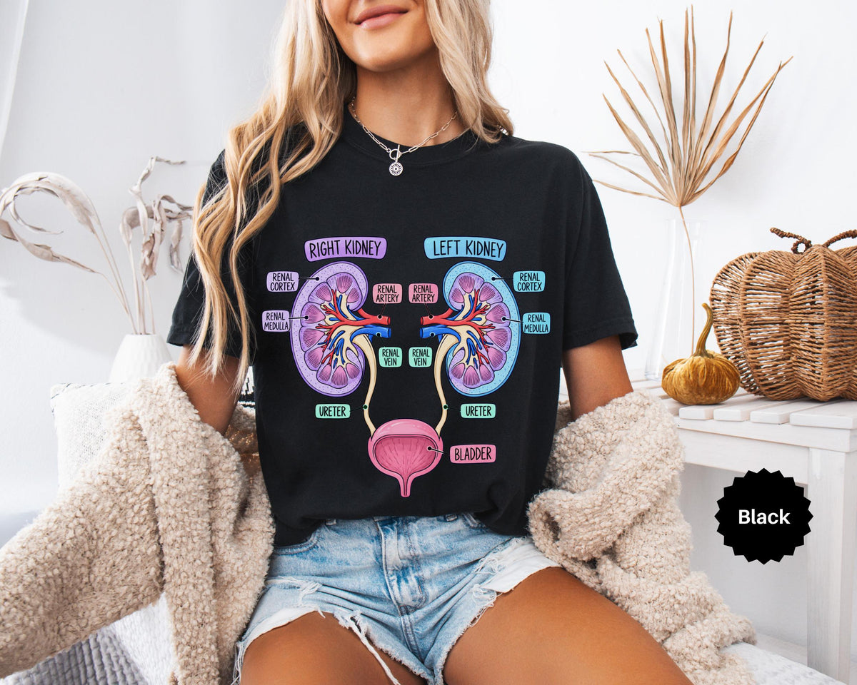Comfort Colors Kidney Anatomy Urinary System Tee Anatomy Kidneys Medical Student Nephrology Nurse Renal Tee (5)