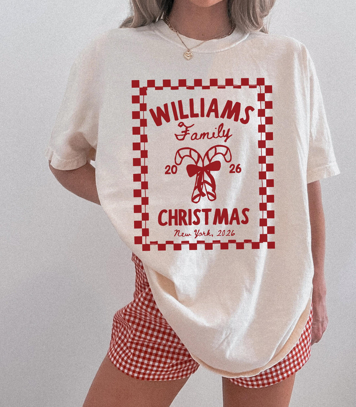 Personalized Christmas Family Custom Christmas Crew Comfort Colors Tee Matching Family Holiday Family Name Christmas (1)