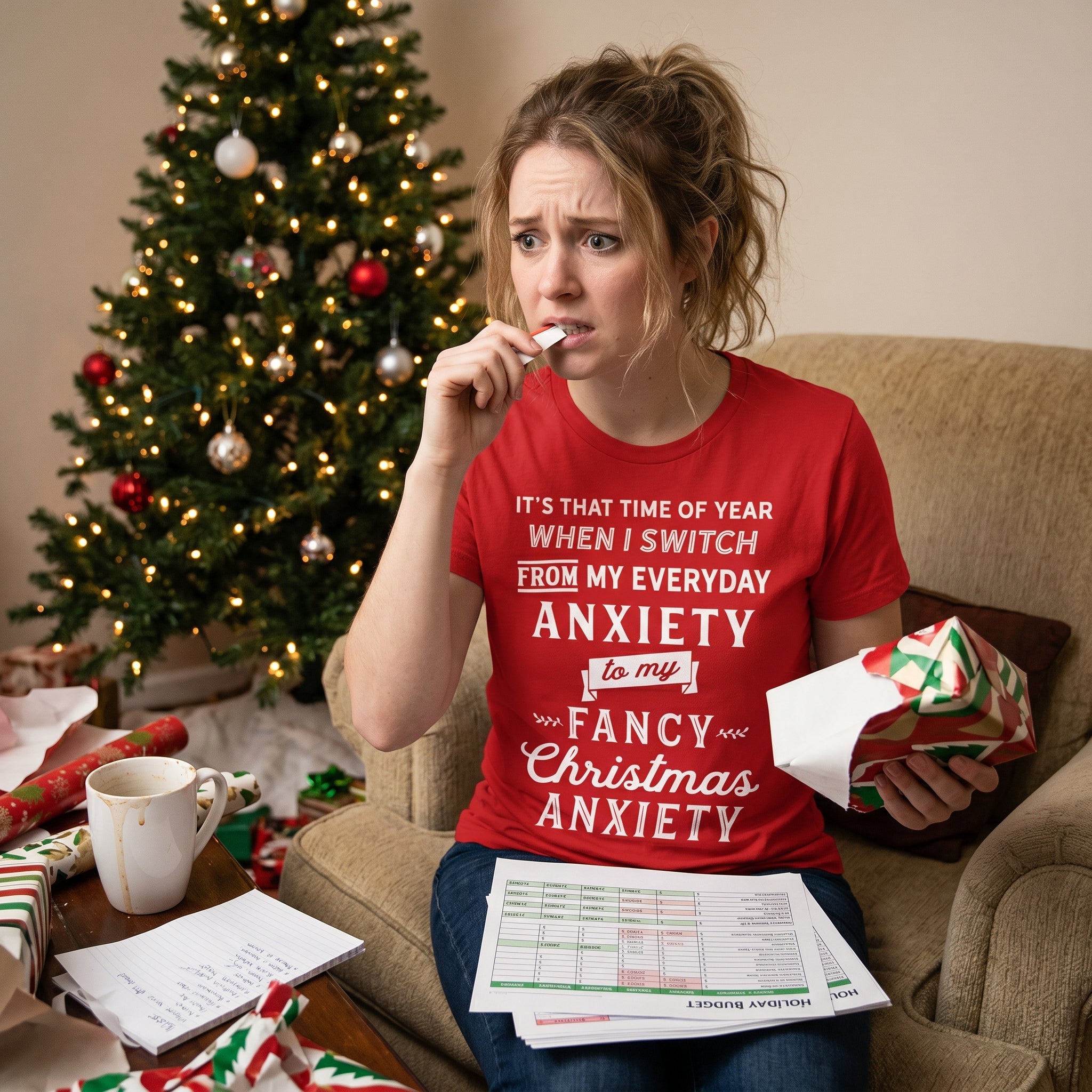 Fancy Christmas Anxiety Women's T Shirt