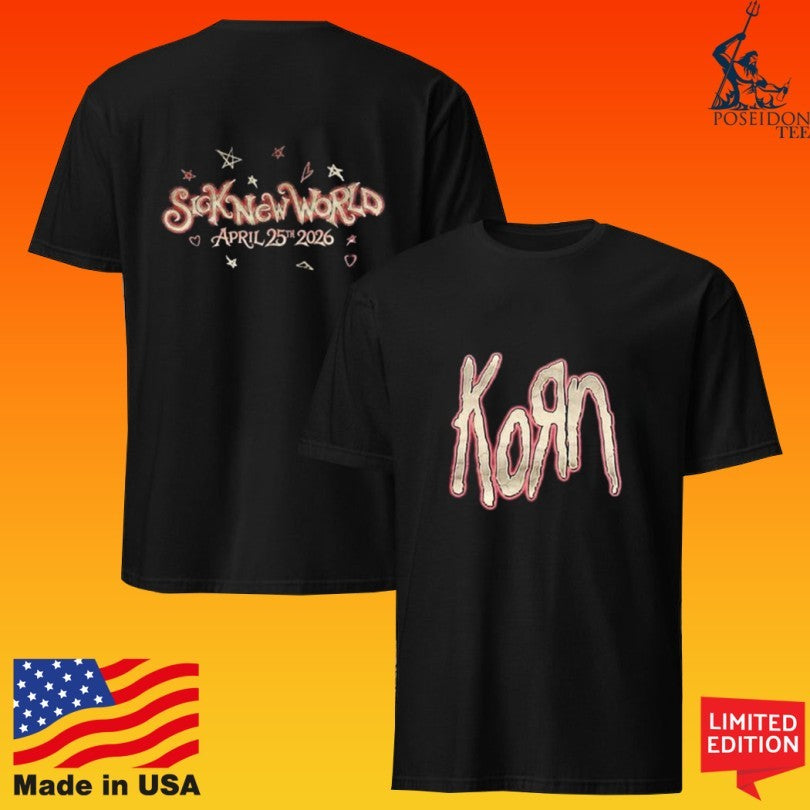 Korn Sick New World 2026 Las Vegas Festival Venue On April 25 2026 Big Logo T-shirt