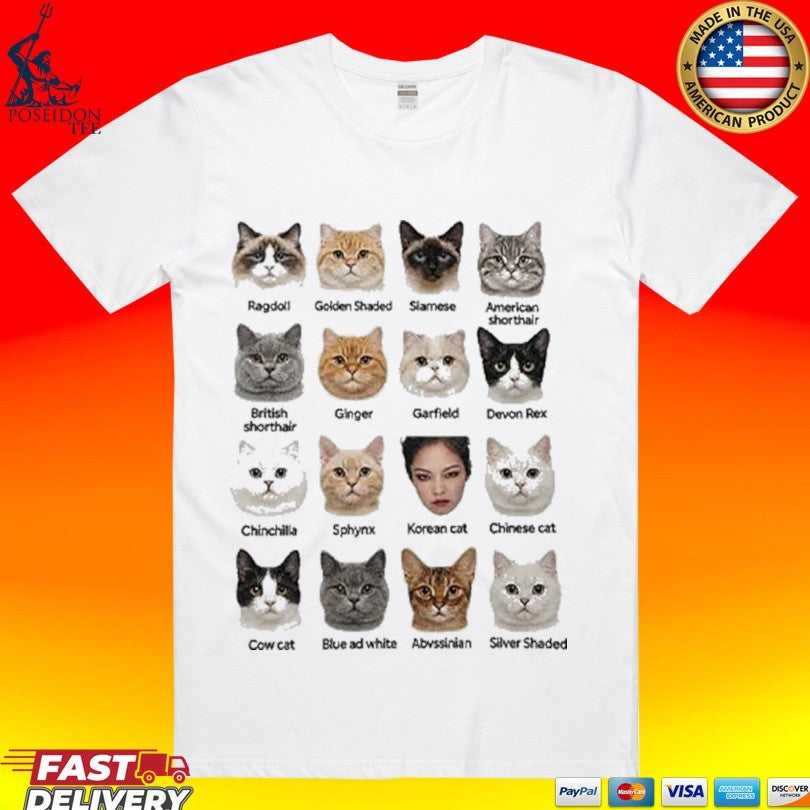 Kpop Cat Breed Chart Jennie Blackpink Meme T-shirt