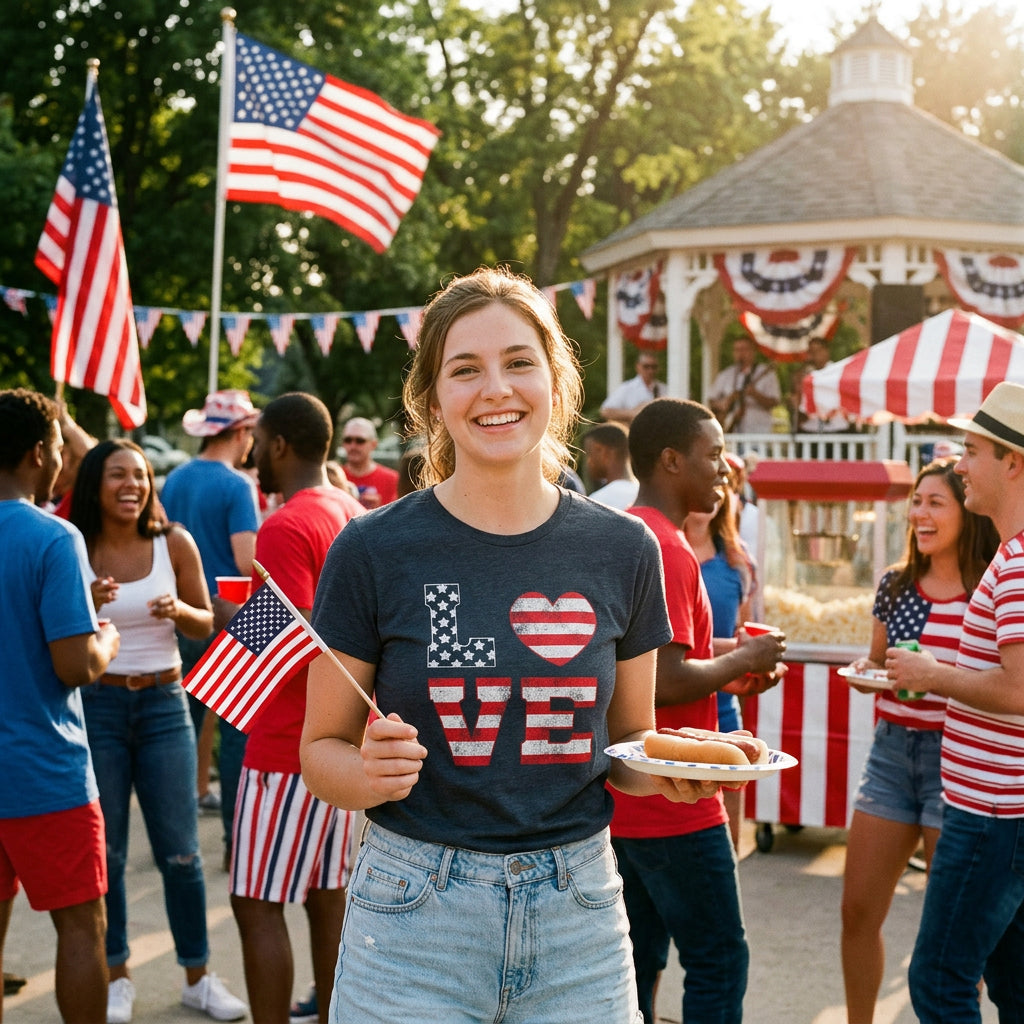 Love American Flag Women's T Shirt