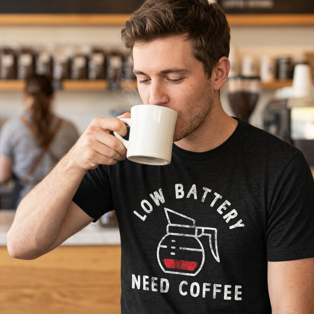 Low Battery Need Coffee Men's T Shirt