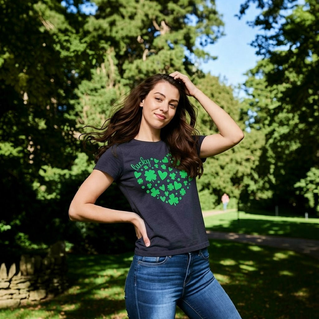Glitter Clover Heart Women's T Shirt