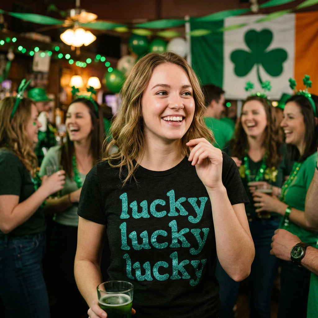 Lucky Lucky Lucky Green Glitter Women's T Shirt