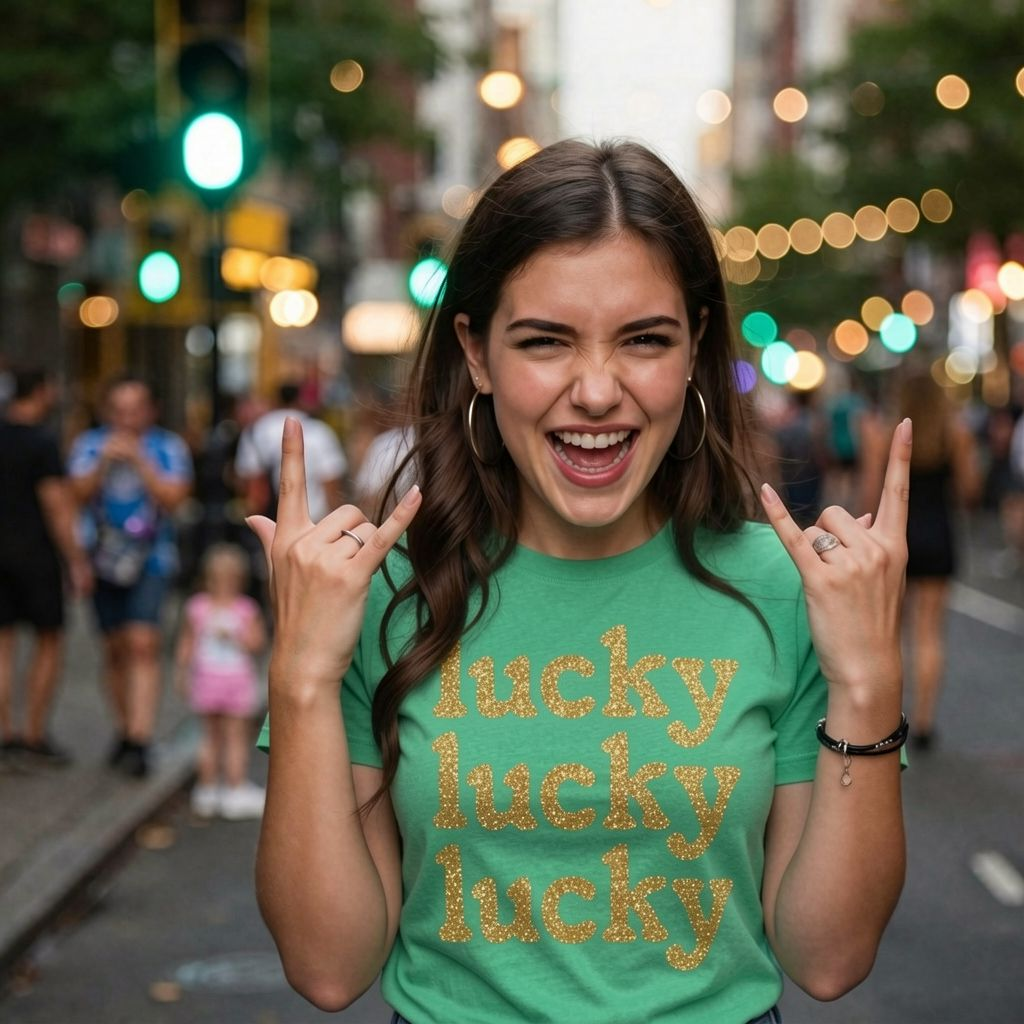 Lucky Lucky Lucky Orange Glitter Women's T Shirt
